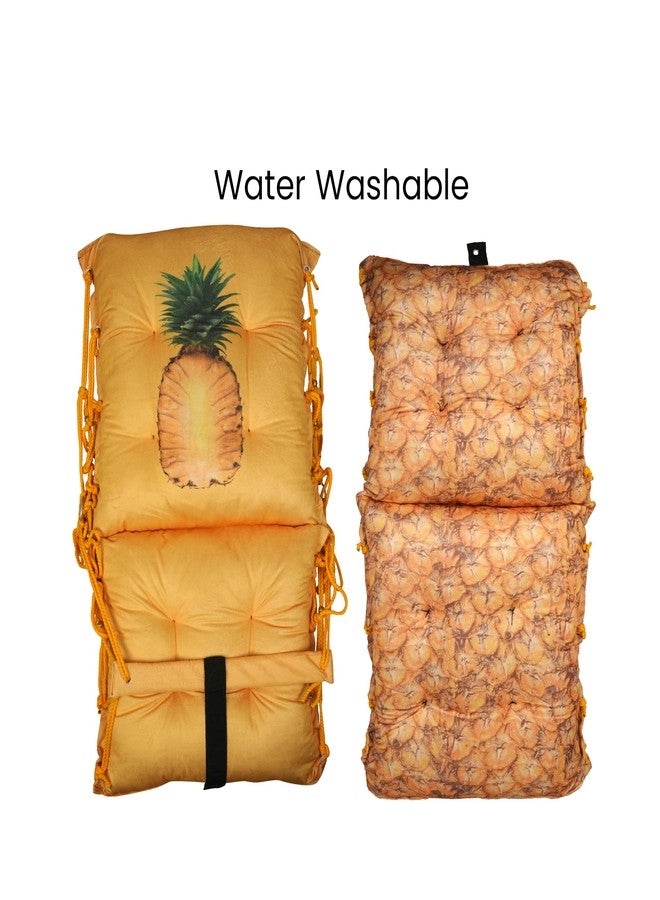 Boffle Cotton Baby Swing for Kids Children Folding and Washable, Child Gift Soft Jhula with Safety Belt Easy to Carry Safety Lock Cradle Chair, Jhula for Babies, Home Garden Hall, oonjel (Pineapple) - Image 3